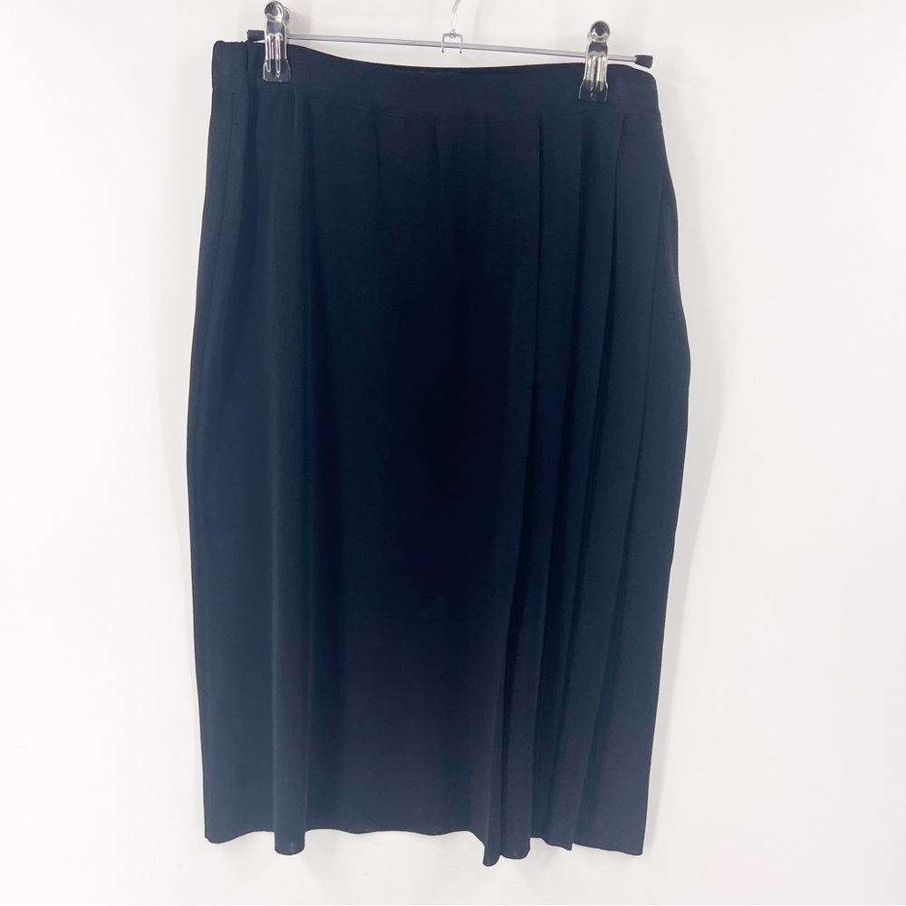✅ NWT MING WANG SIDE PLEATED SKIRT IN BLACK SIZE X-SMALL ELASTIC WAIST